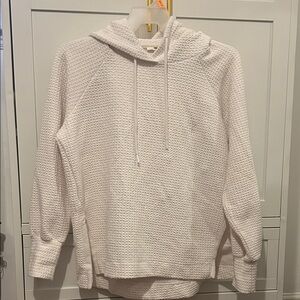 Textured White Hoodie with Drawstrings